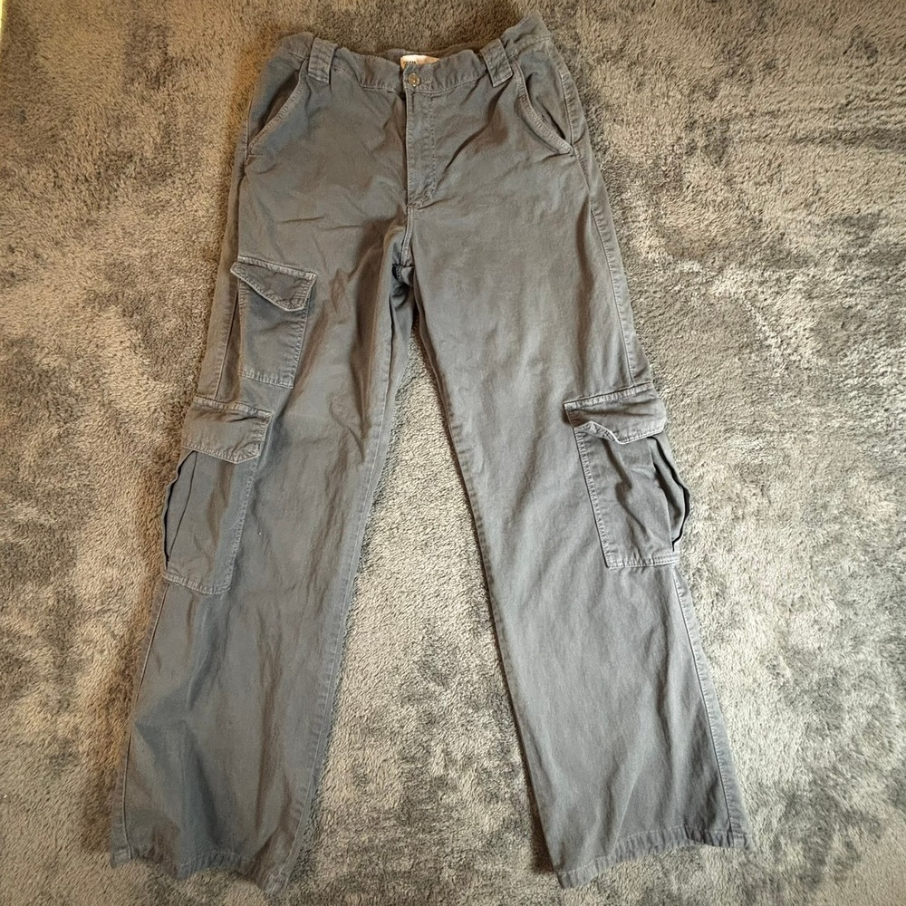 Zara Grey Straight Leg Cargo Pants Mens USA 6 EUR 38 Utility Streetwear